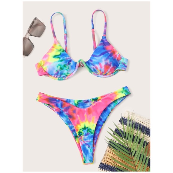 CLEARANCE Tie Dye Underwire High Cut Bikini Swimsuit - Picture 2 of 7